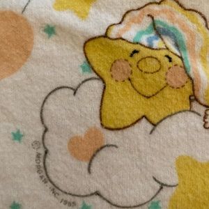 VINTAGE 80'S Riegel Teddy Beddy Bear Baby Morgan Receiving Blanket CLOUDS MOONS